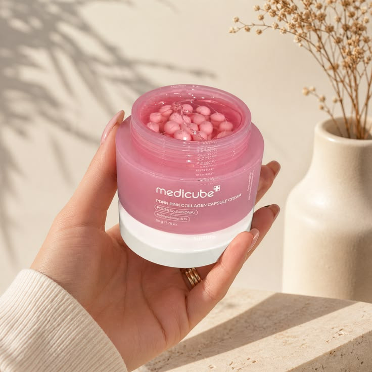 کرم کپسول کلاژن صورتی مدی کیوب مدل PDRN Pink Collagen Capsule Cream حجم 55 میل