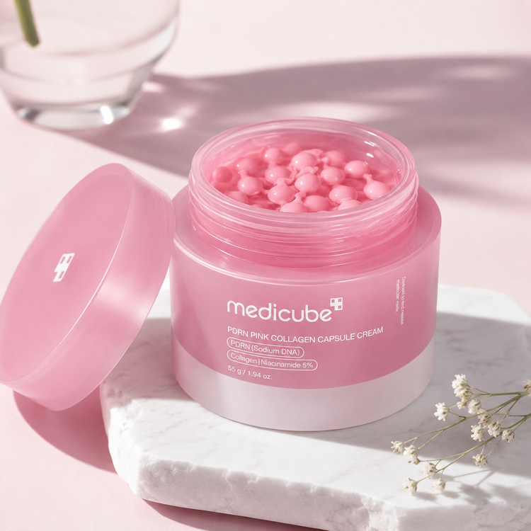 کرم کپسول کلاژن صورتی مدی کیوب مدل PDRN Pink Collagen Capsule Cream حجم 55 میل