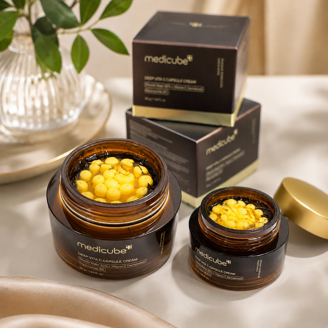 کرم کپسول روشن کننده ویتامین c مدی کیوب حجم 55گرم